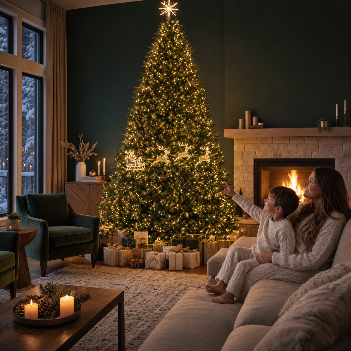 Mom and son watching the Spellglow tree