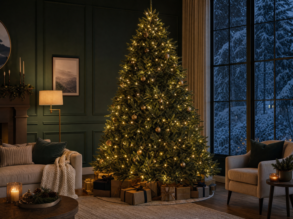 Tree with ordinary string lights